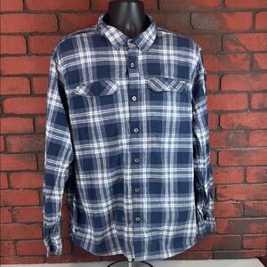 Wrangler ATG Men's XXL Blue Plaid Shirt – Outdoor Performance, Relaxed‎ Fit